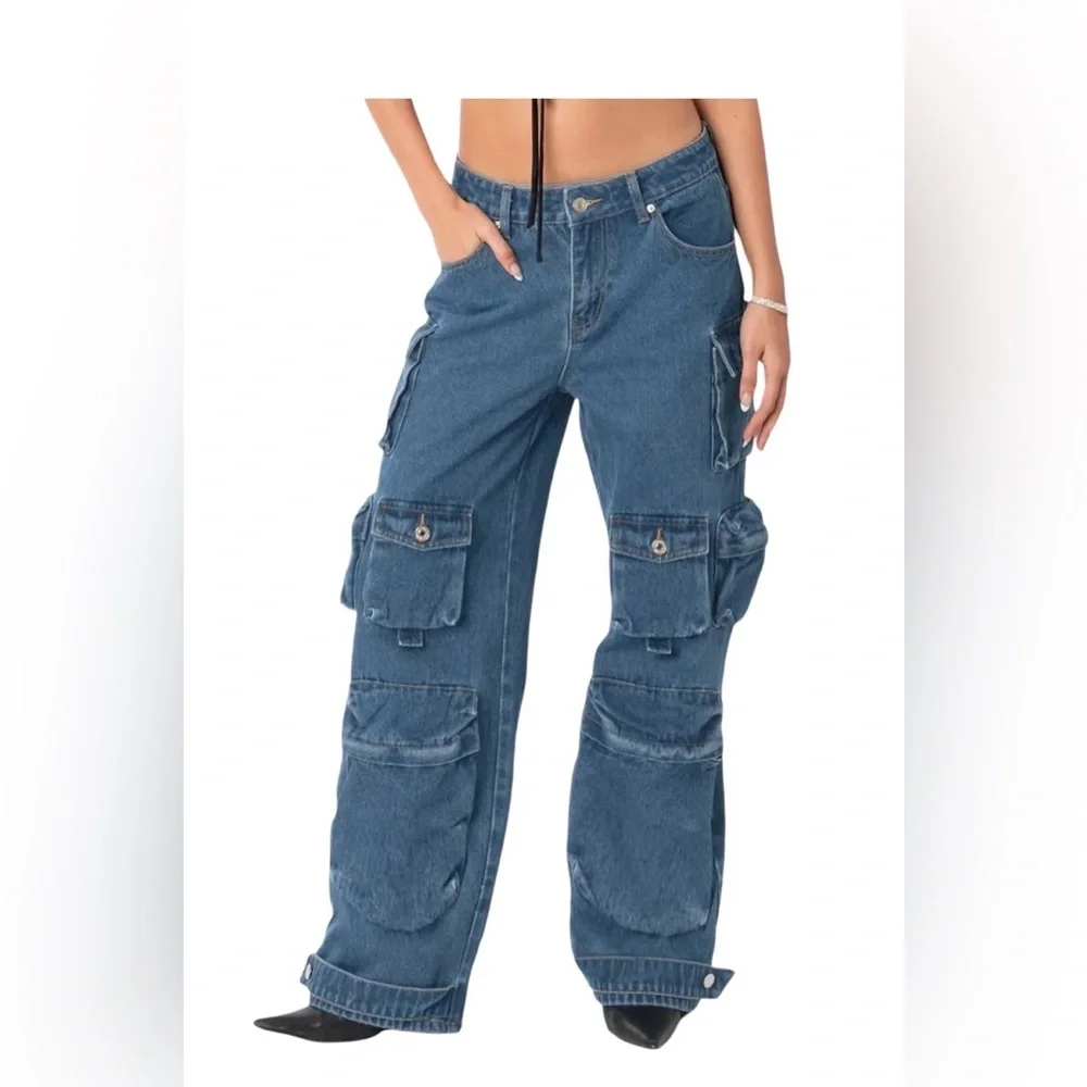 NWOT Daisy Blue‎ Wide Leg Cargo Jeans